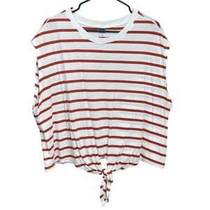 Old Navy Rust and White Striped Top Front Tie Woman’s Size 2X